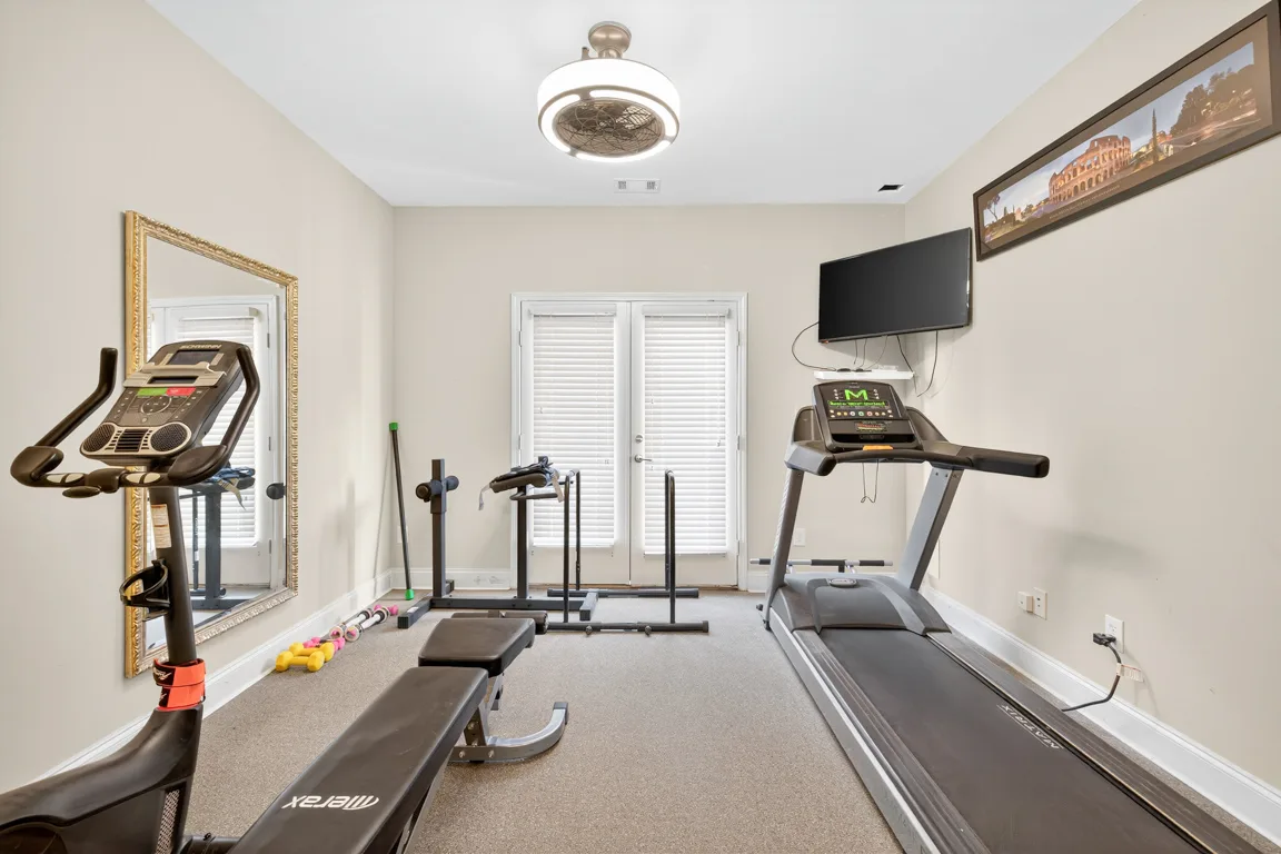 Home gym with exercise equipment