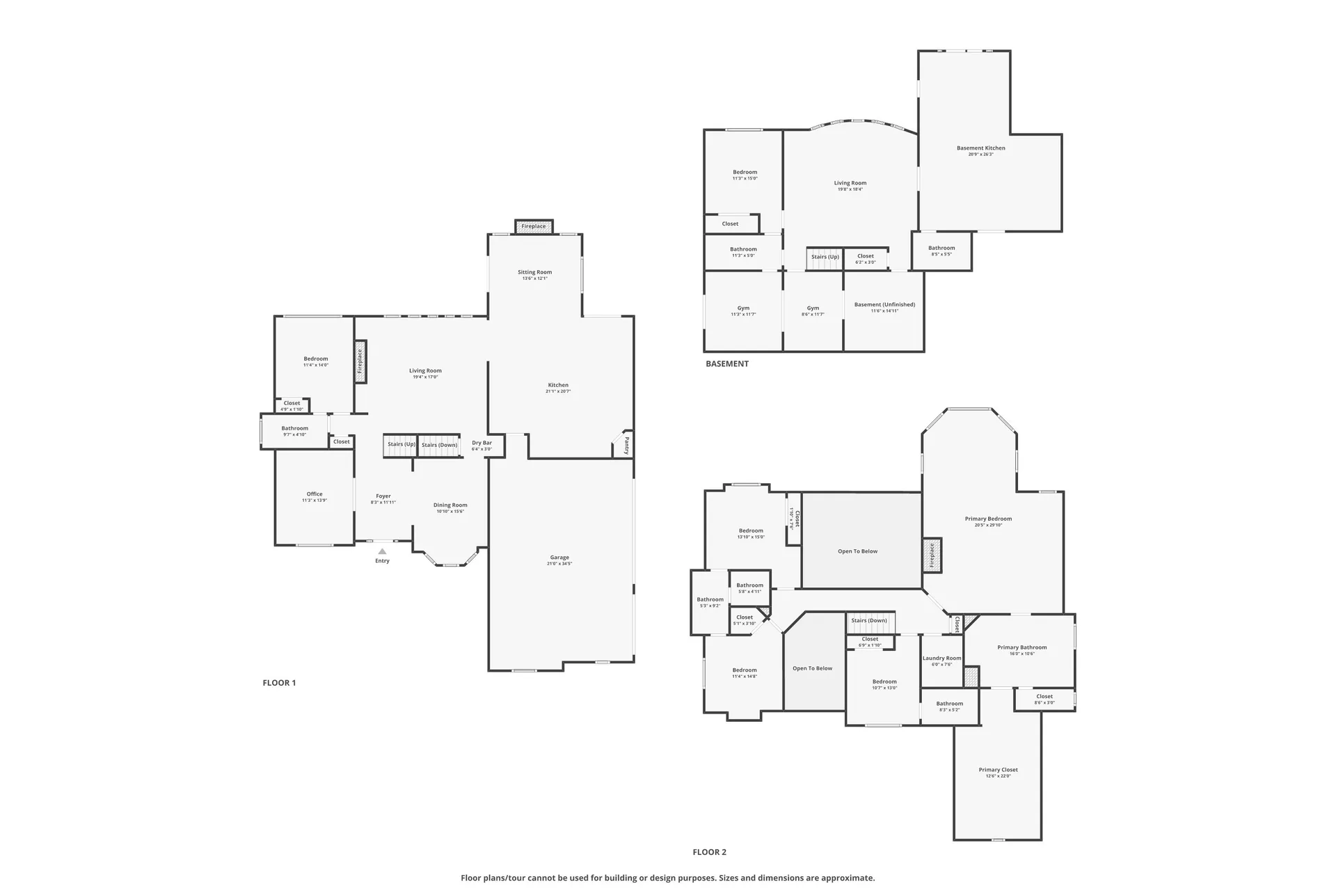 Full property floor plan showing all three levels