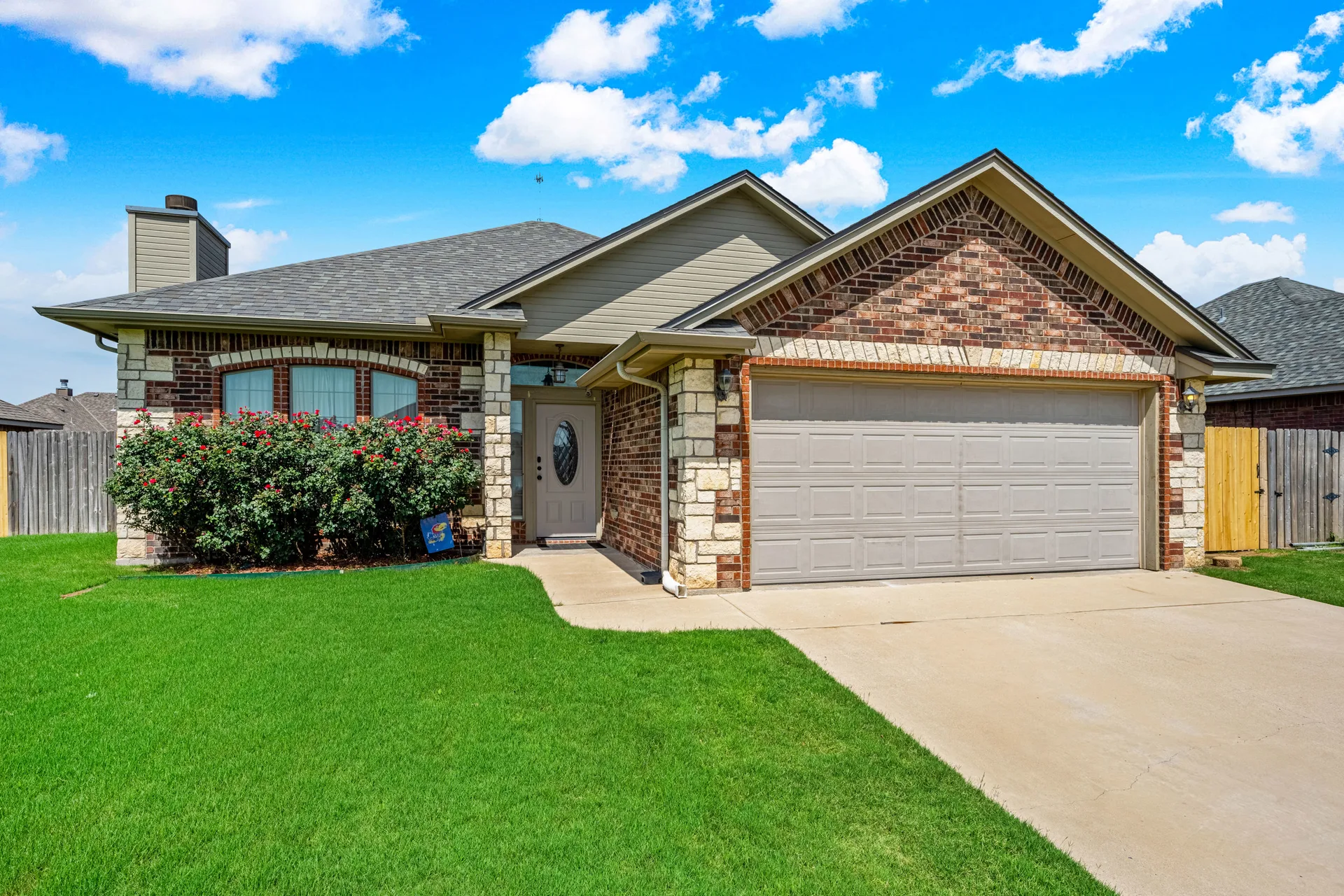 Brick and stone home exterior in Southwest Oklahoma