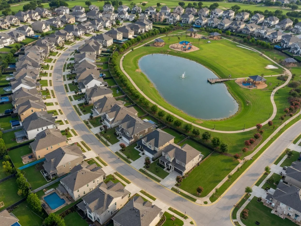 Aerial view of a North Texas community