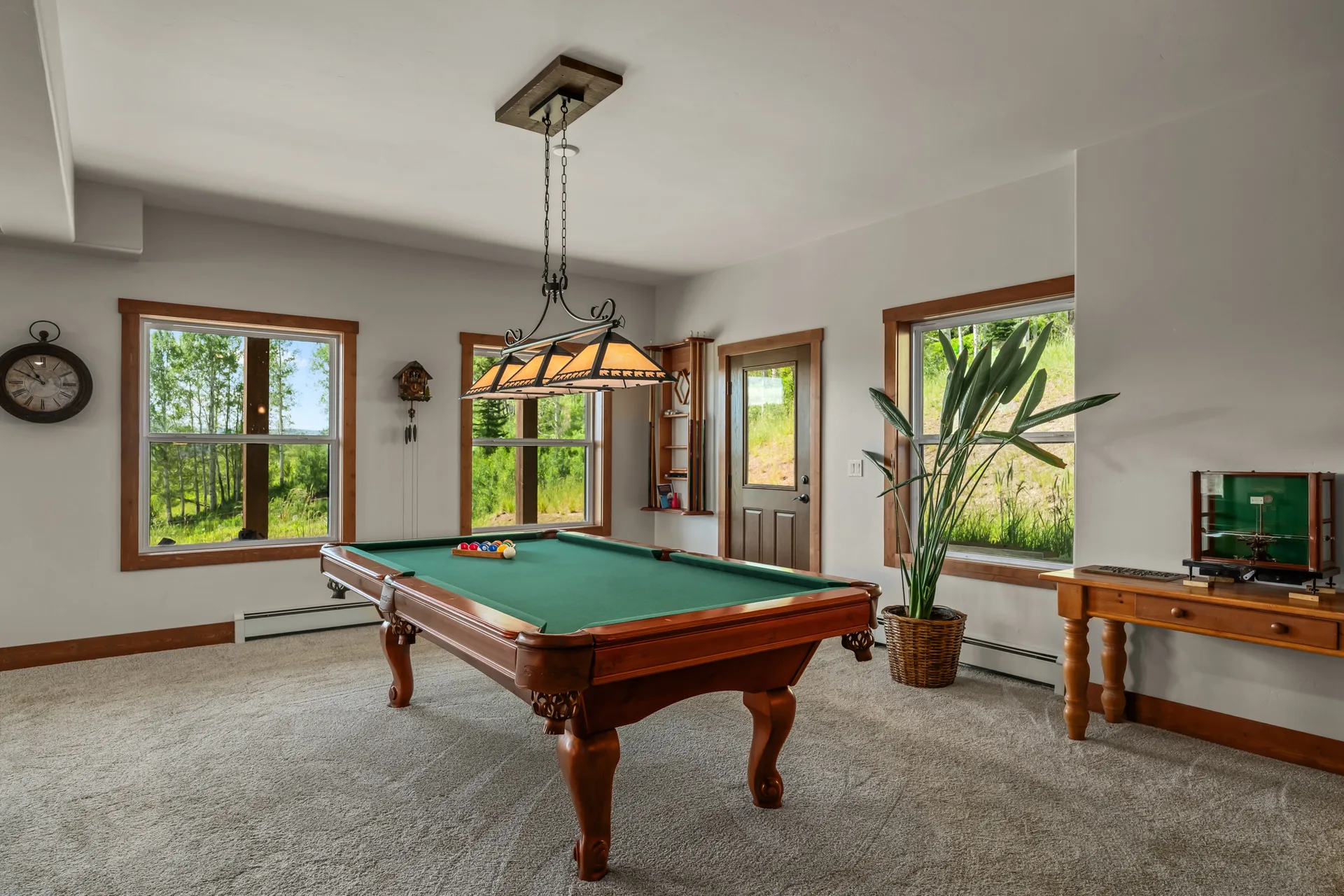 Recreation room with pool table and game area