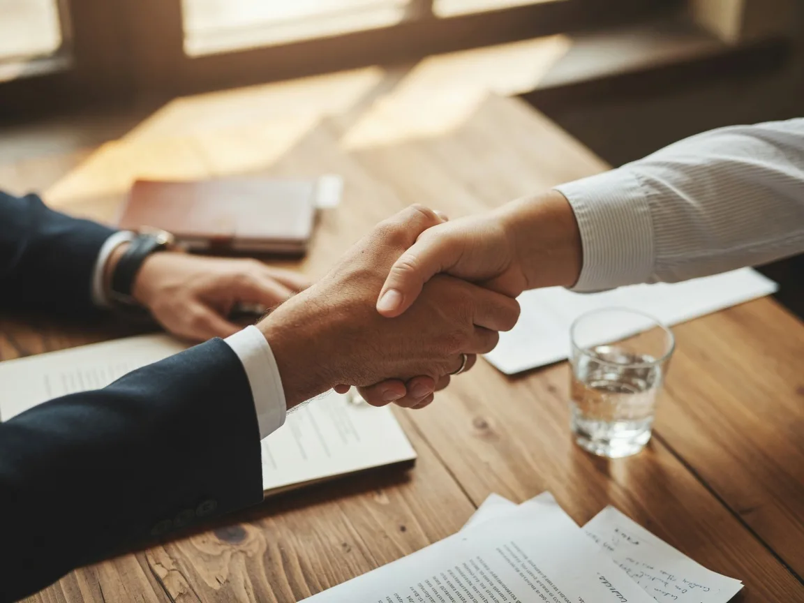 A handshake representing trust and partnership