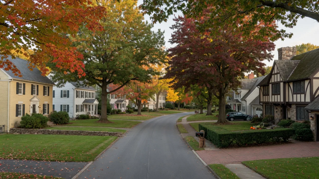 Tree-lined residential street in Rydal-Meadowbrook