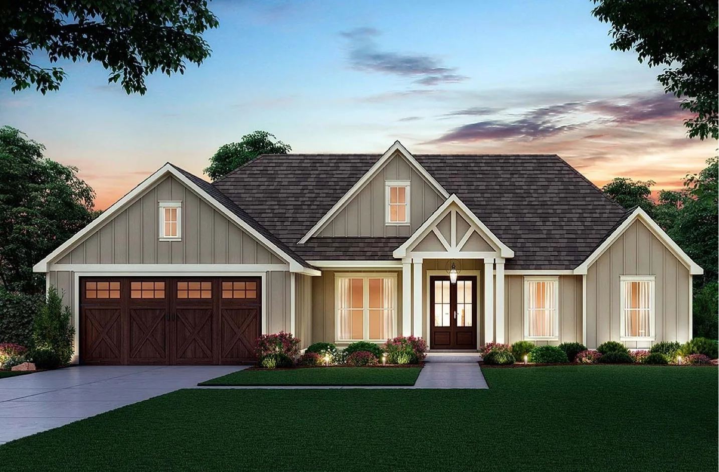 Front facade of a home at 1 Timber Trail in Tyrone Township, Michigan