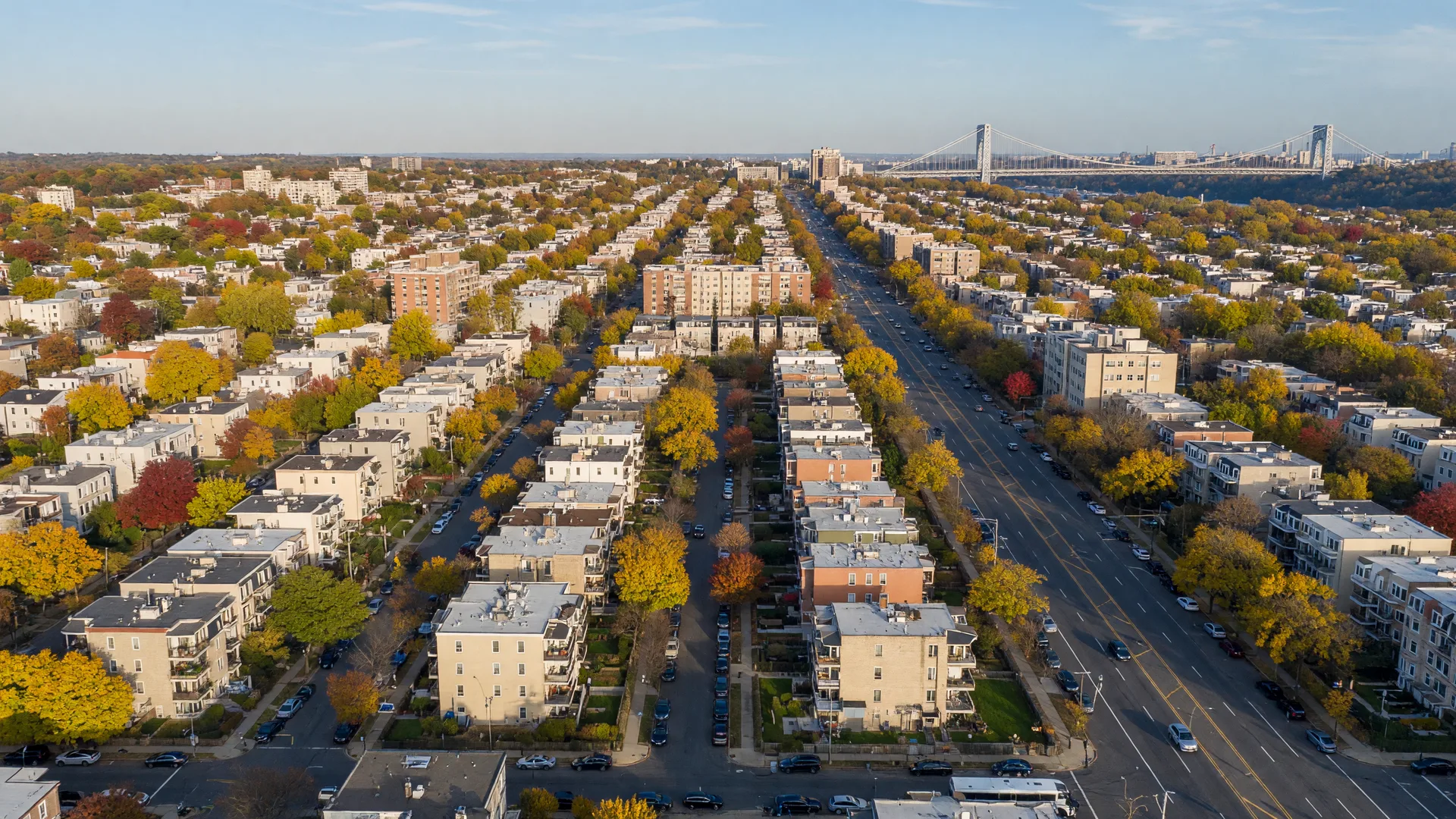Aerial view of Palisades Park, NJ neighborhood