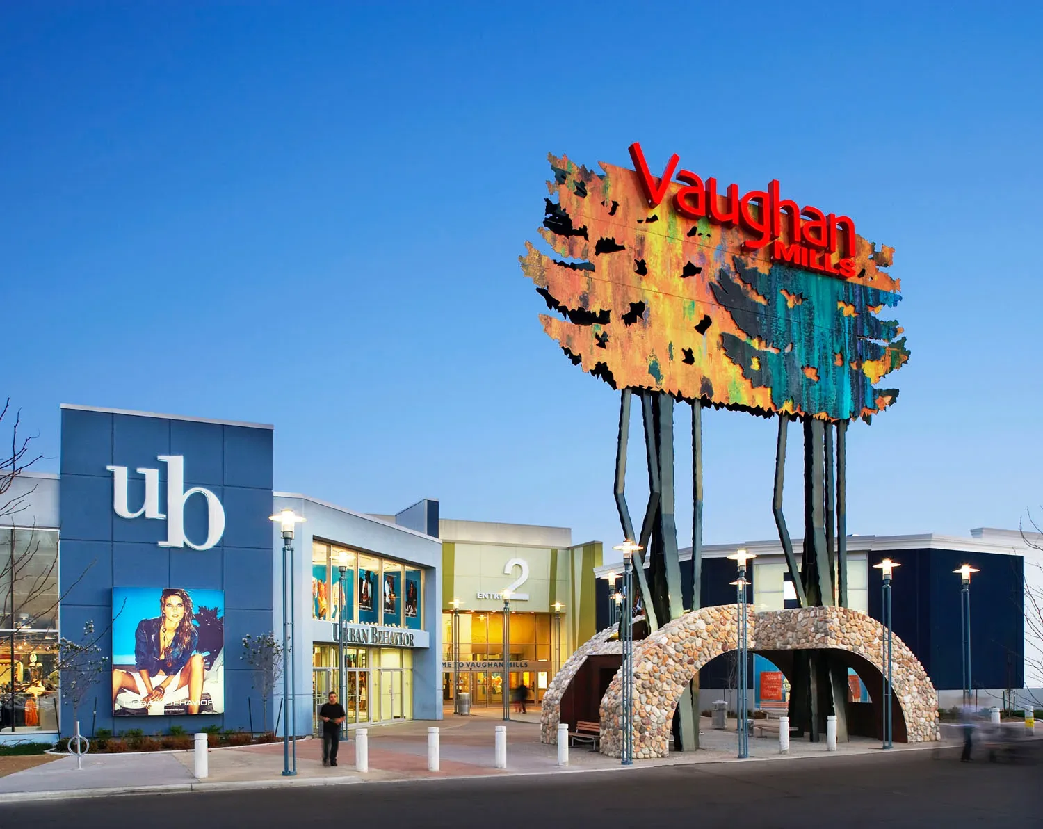 The Vaughan Mills shopping centre entrance and facade in Vaughan, Ontario