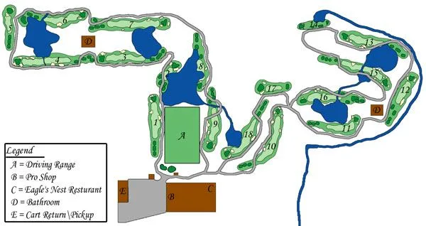 Sebastian Municipal Golf Course course layout map showing all 18 holes
