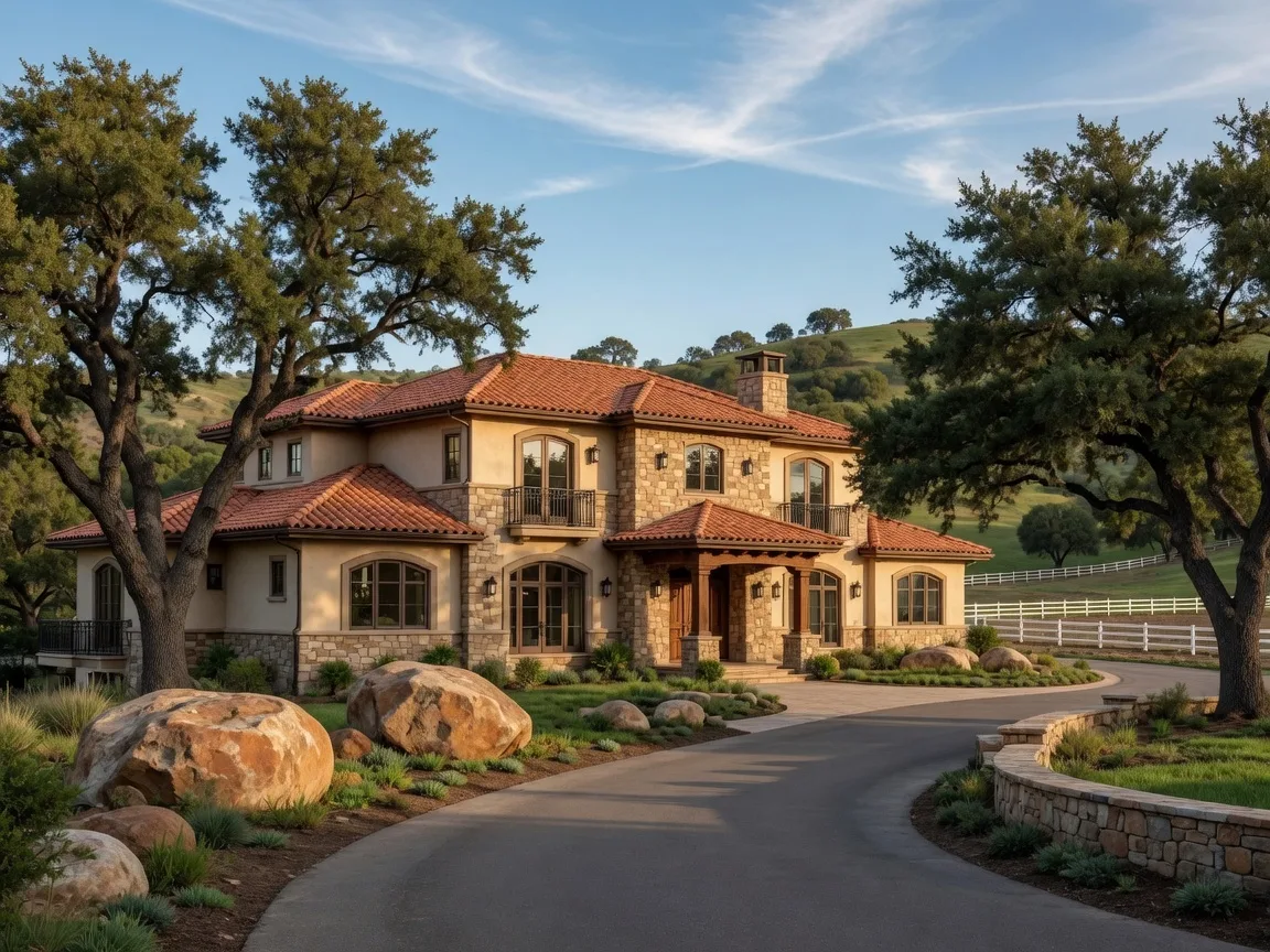 Aerial view of the Santa Rosa Plateau with estate properties surrounded by rolling hills and oak woodlands