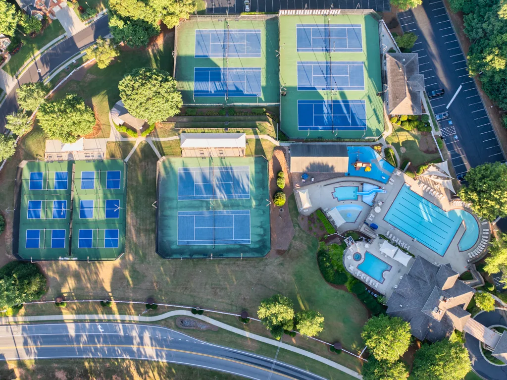 Pool and tennis facility aerial