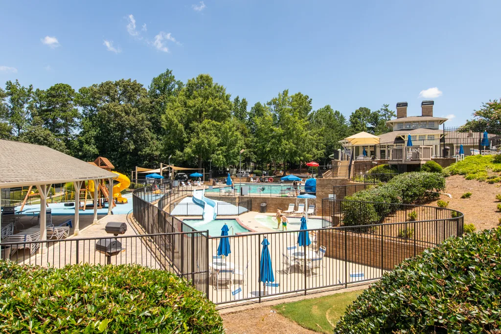 Ground-level pool and clubhouse