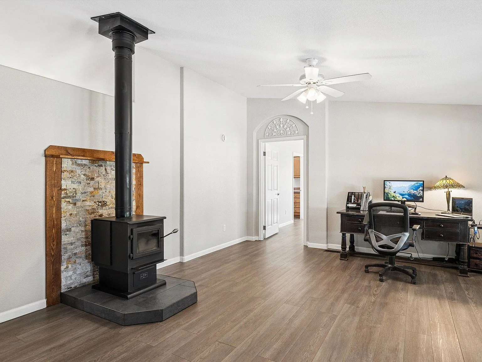 Living room with wood-burning stove