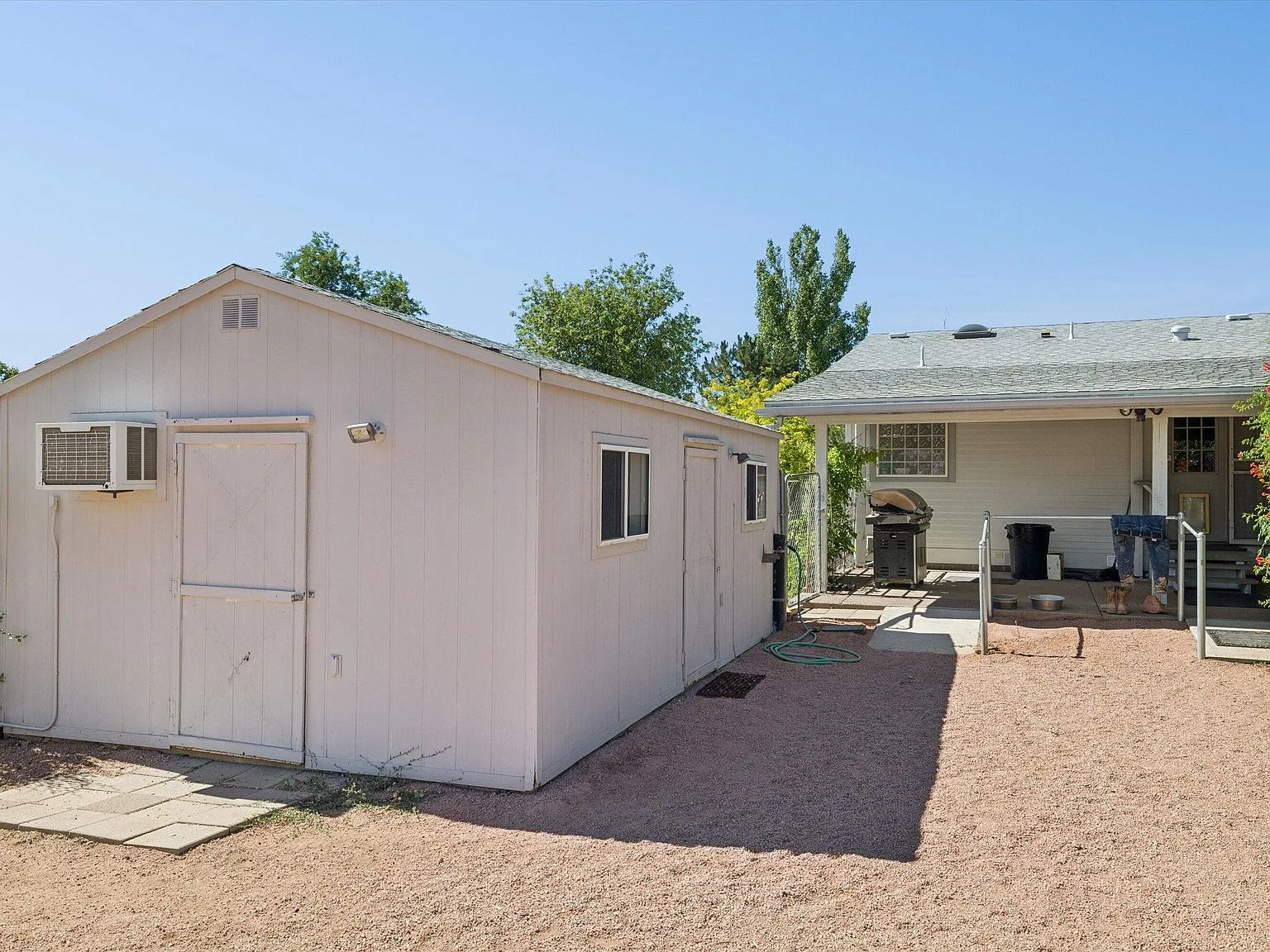 Outbuilding exterior in backyard