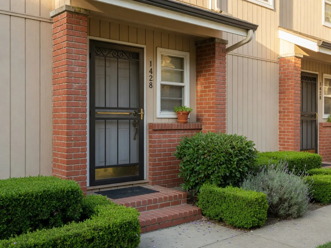 Front entrance of 1814 Wildbrook Ct showing warm brick accents and welcoming entry