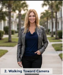 Kimberly Marsh walking in a tree-lined Myrtle Beach neighborhood