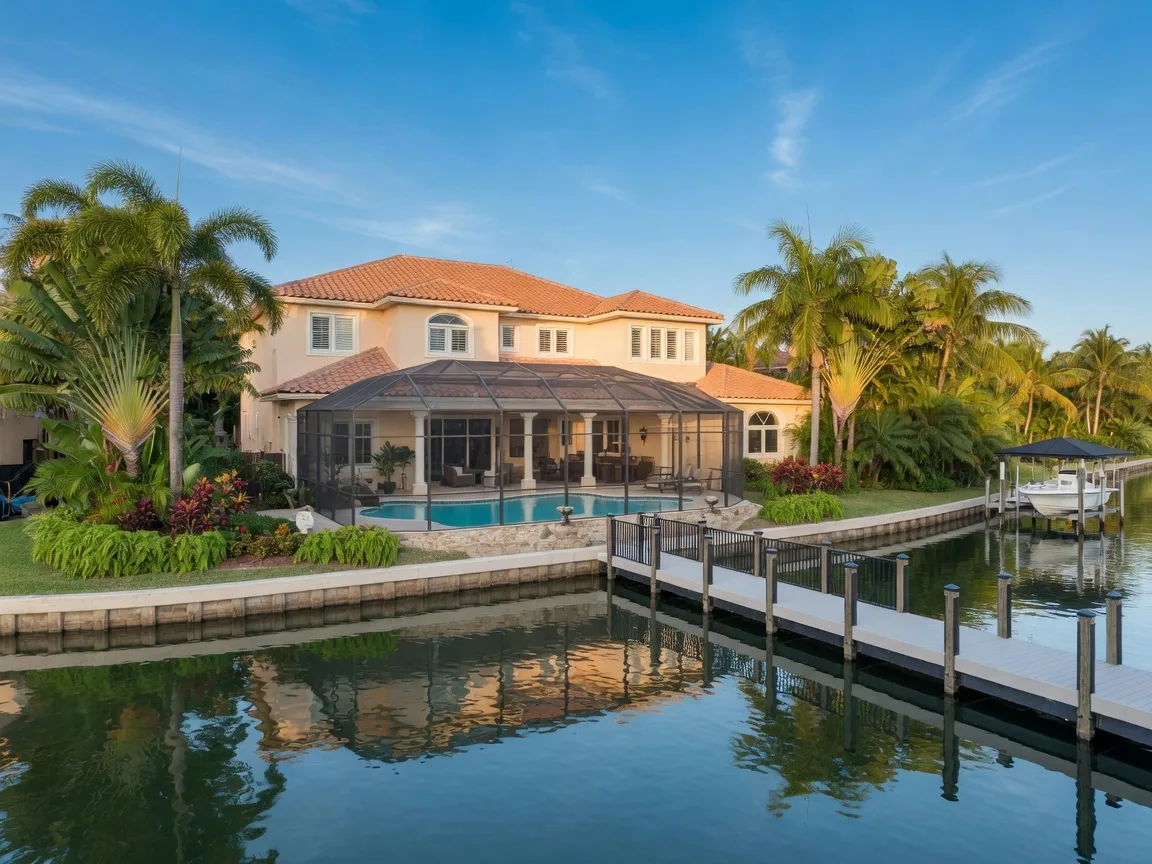 Waterfront home on a canal in Lake Clarke Shores, Florida