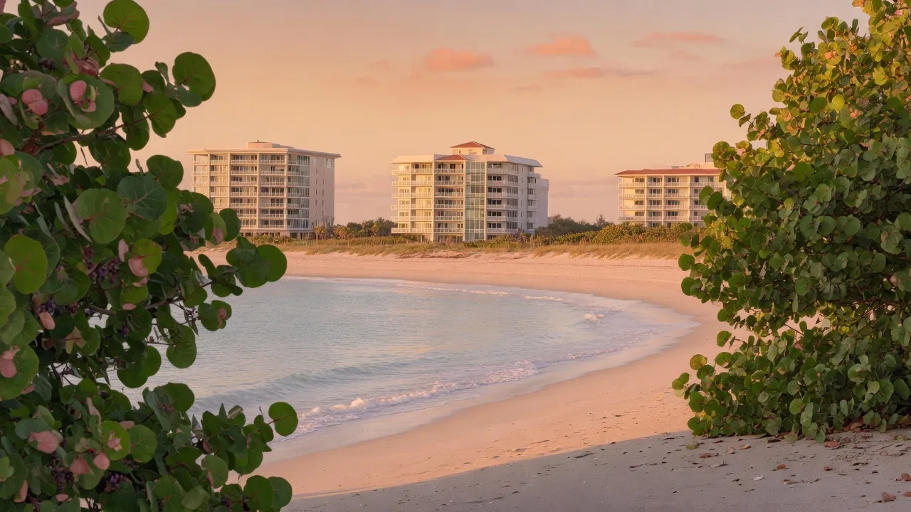 Beach scene in Highland Beach, Florida with soft sand and gentle Atlantic waves