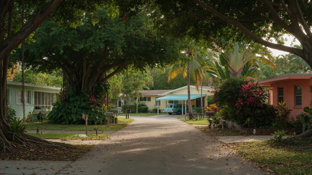 Charming tree-lined street in a hidden Delray Beach neighborhood