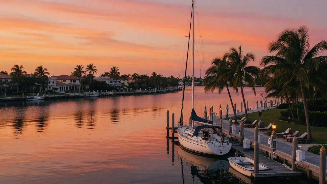 Sunset over the Intracoastal Waterway in Highland Beach