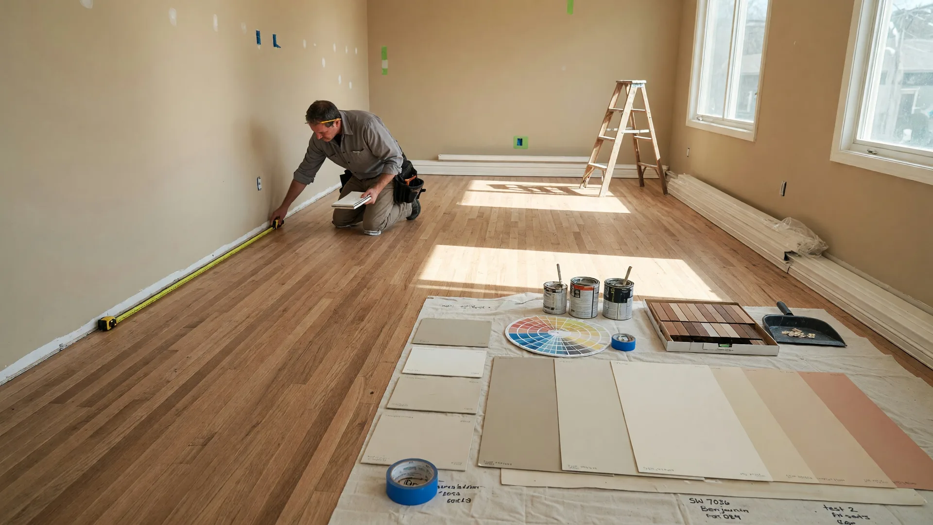 Home renovation in progress with fresh paint and new flooring