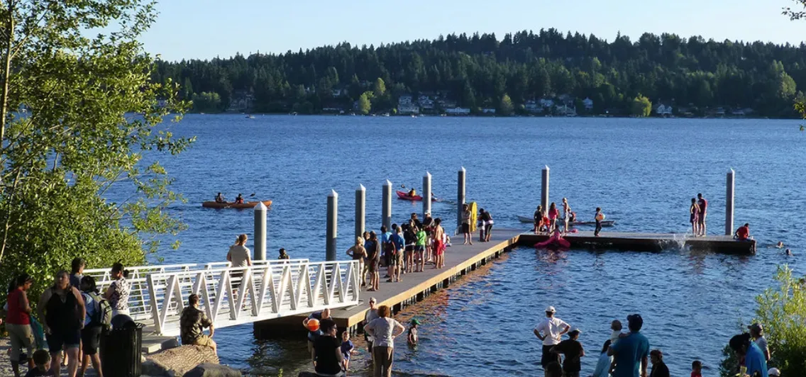Lakefront community dock on Lake Sammamish