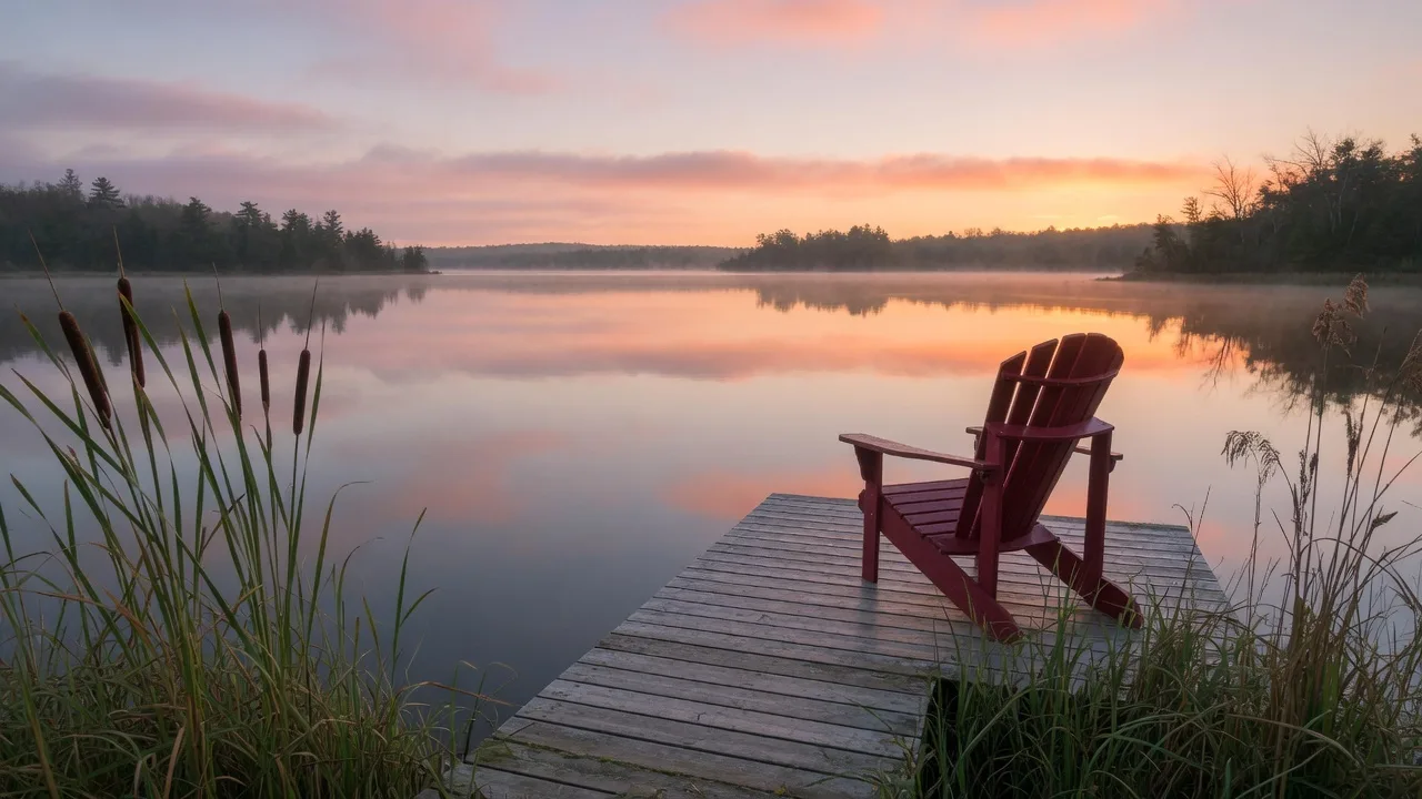 Lake Scugog waterfront at sunrise