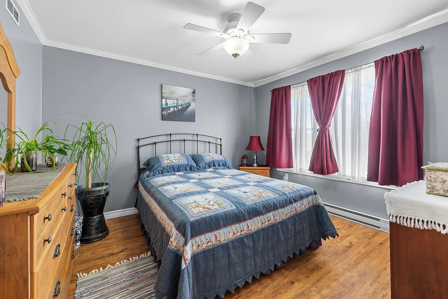 Bedroom with bay views