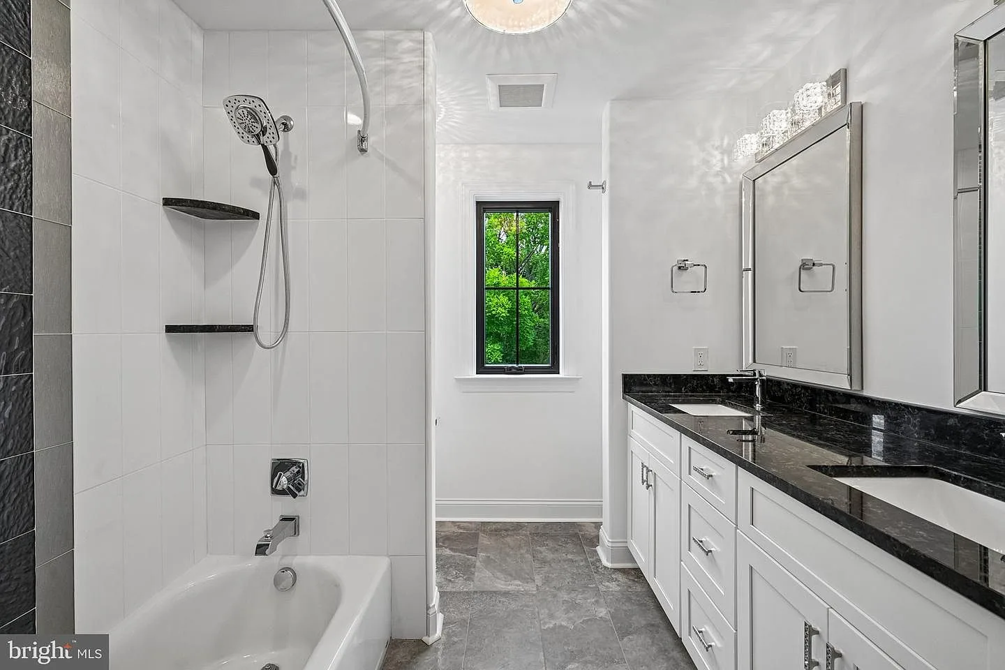 Secondary bathroom with dual vanity