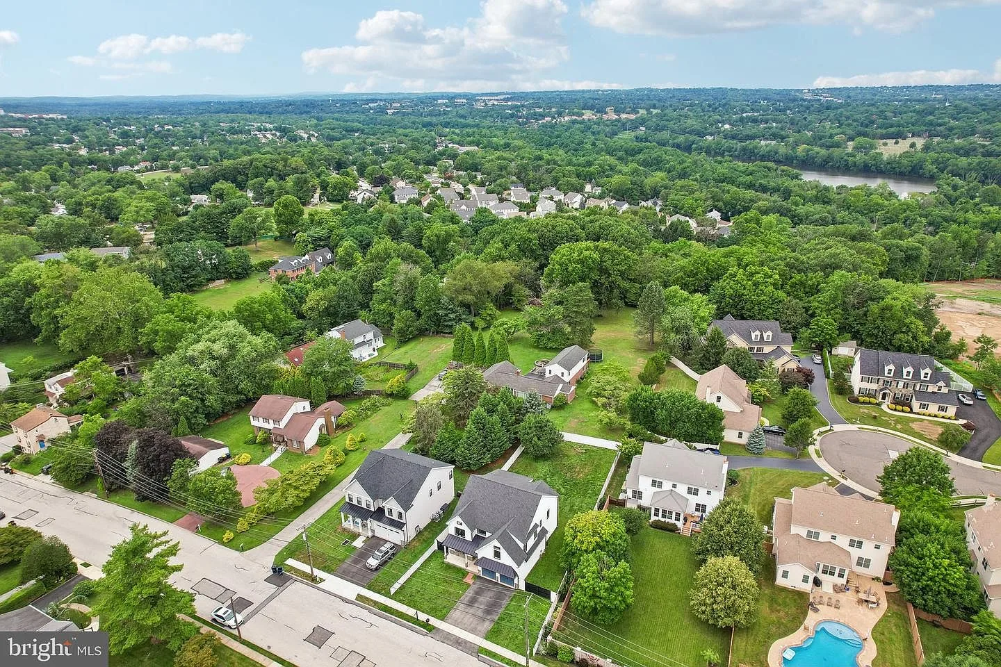 Aerial view of King of Prussia neighborhood surrounding 340 Anderson Rd