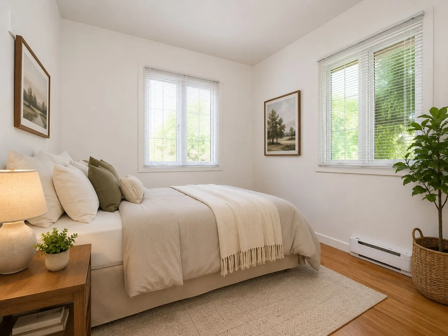 Secondary bedroom with bright natural light and hardwood floors