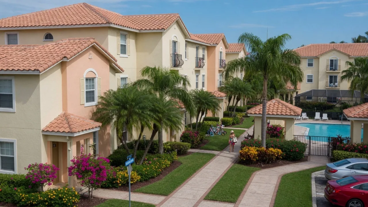 Townhome community in Boca Raton with Mediterranean architecture