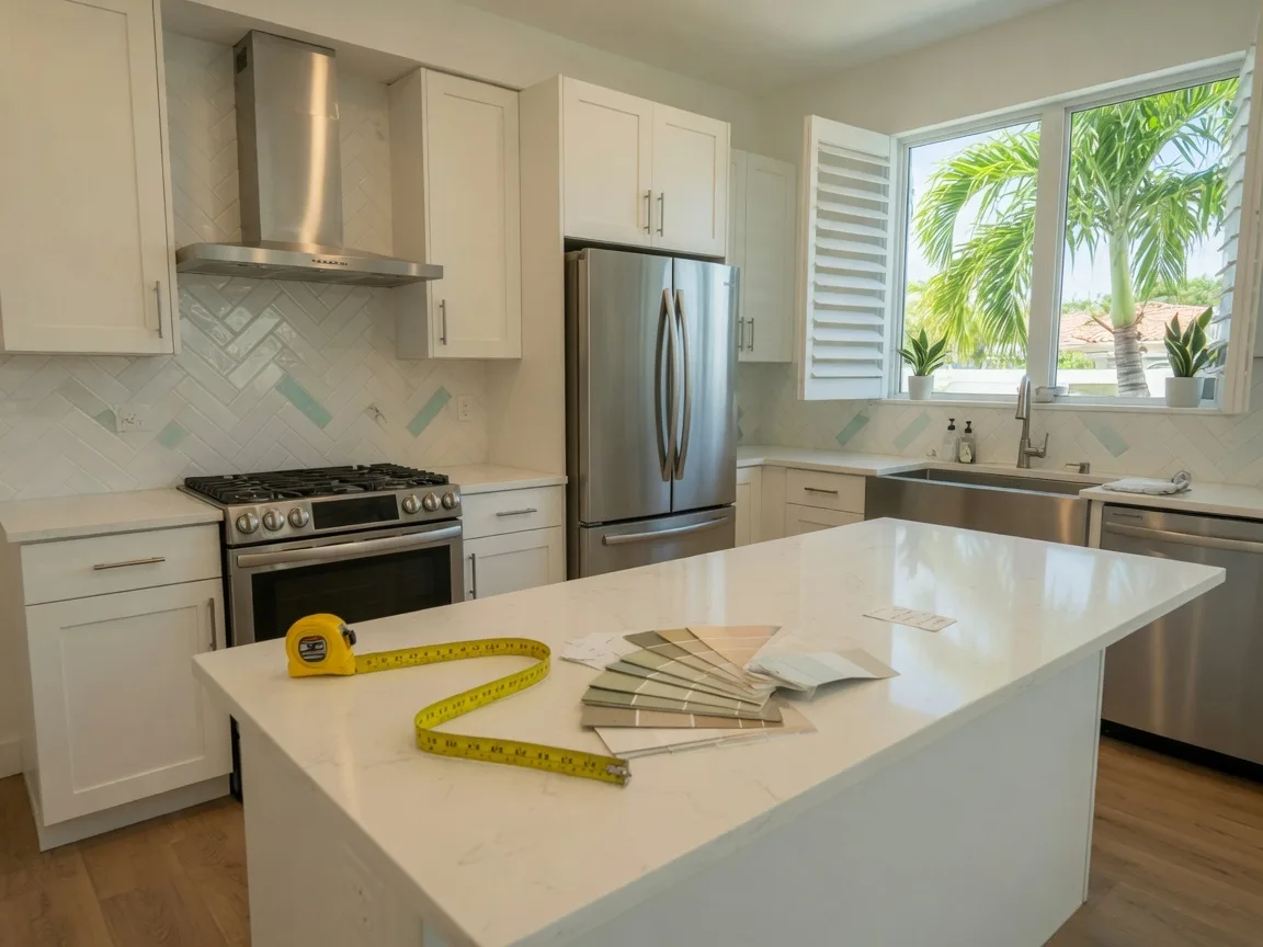 Renovated South Florida kitchen with new countertops and appliances