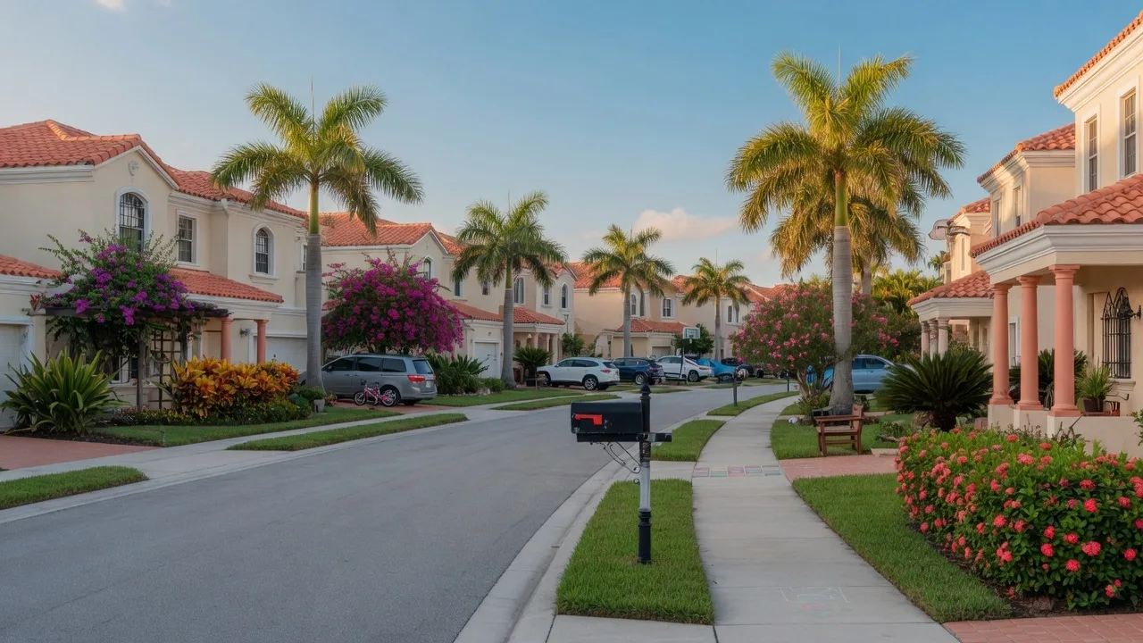 Residential neighborhood in Boca Raton with Mediterranean-style homes