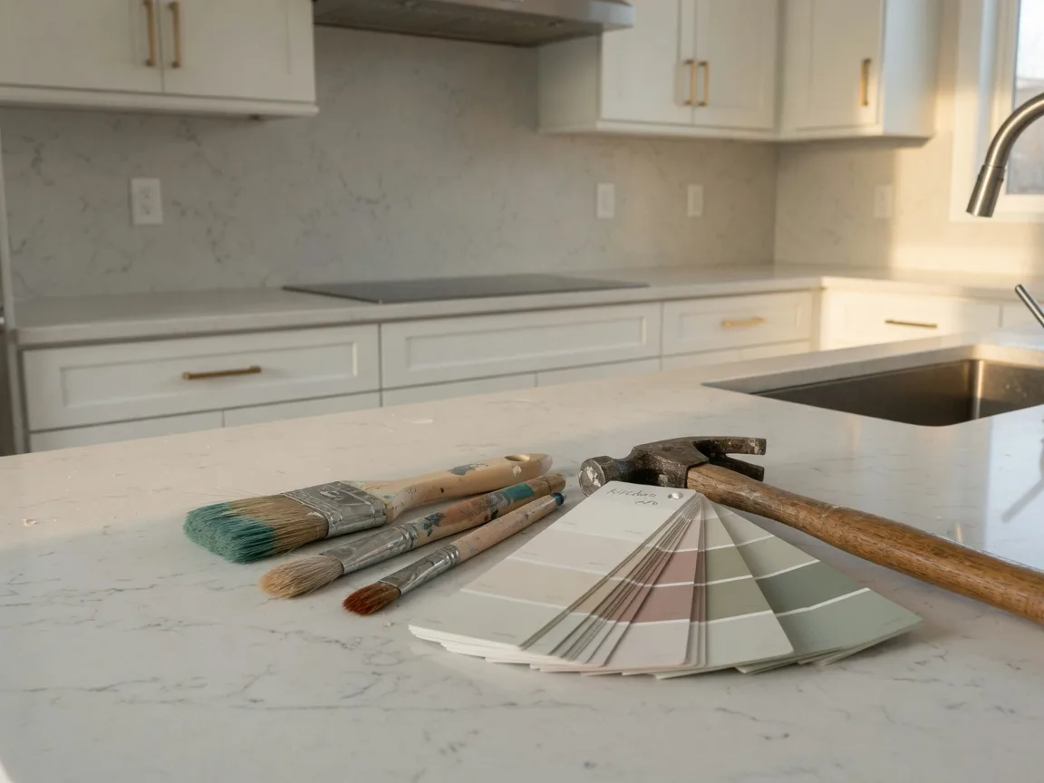 Home renovation tools and materials representing improvements that add value