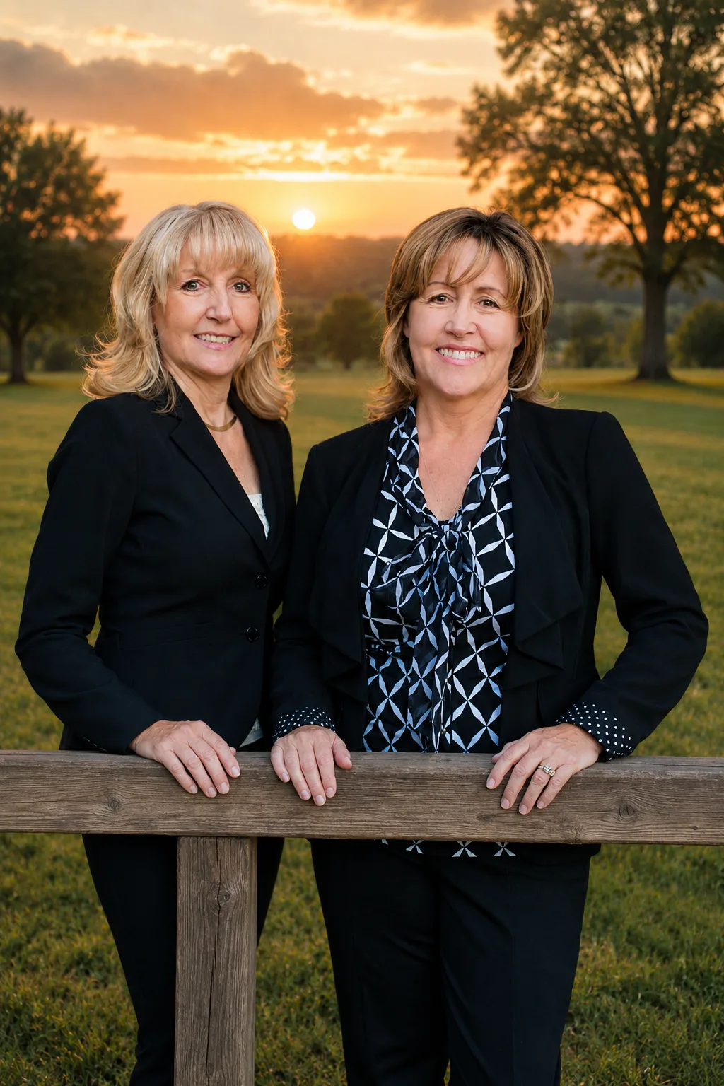 Laura Holbert and Cheryl Shadden standing together at a sunset property in Southwest Riverside County