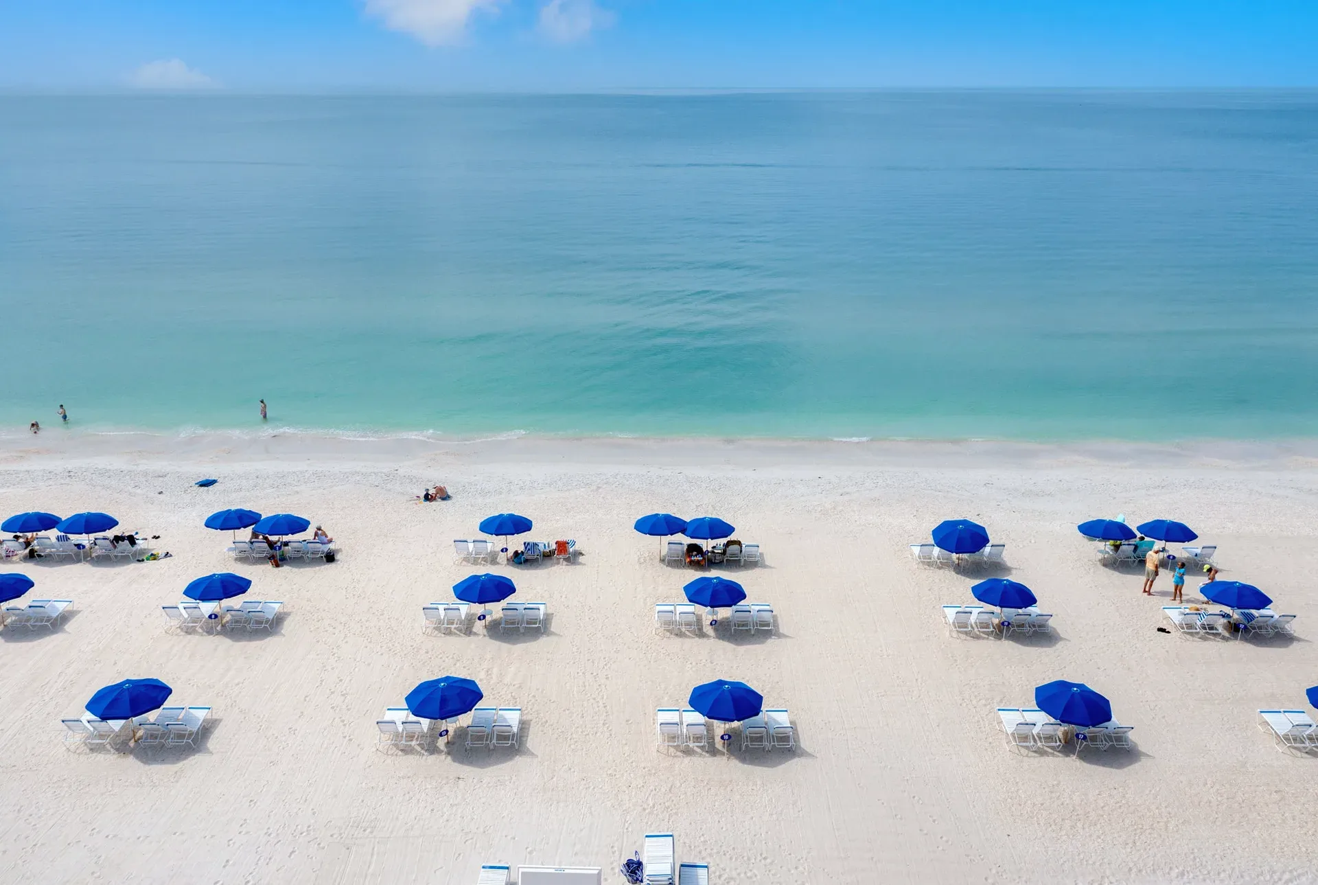 Aerial view of the Gulf beaches near West Bay Club, Estero, Florida