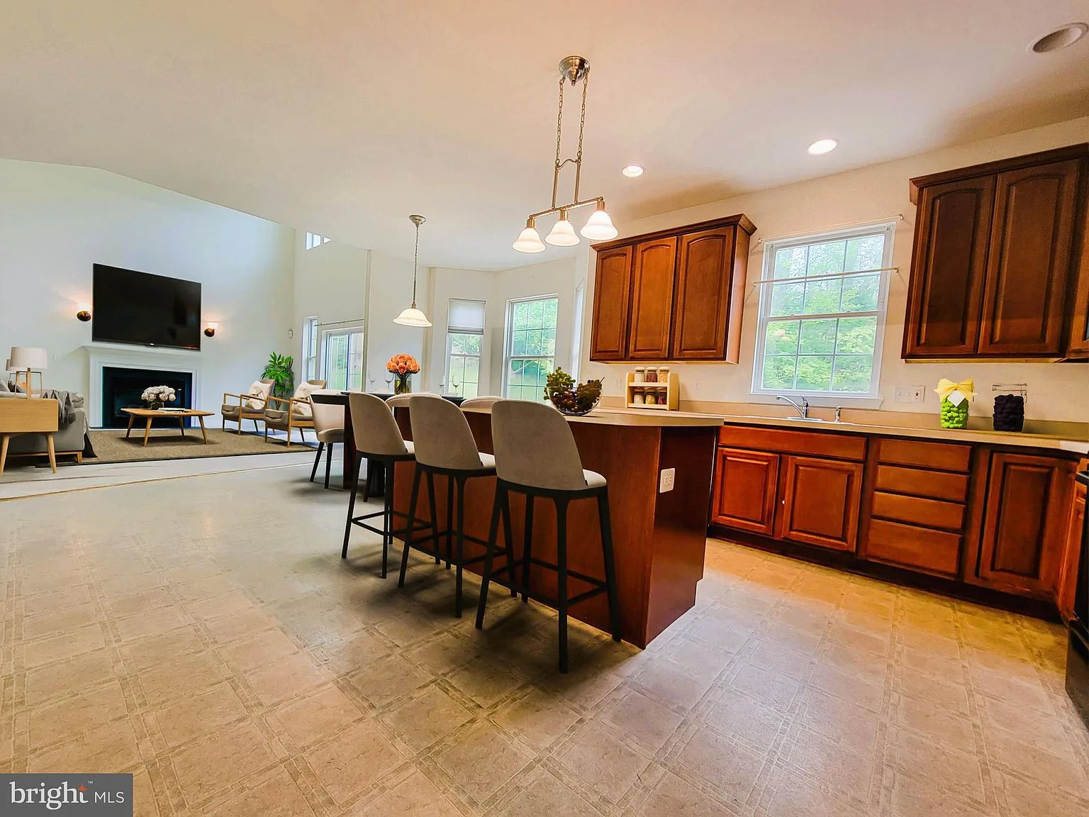 Open-concept kitchen and living area at 115 Louise Dr