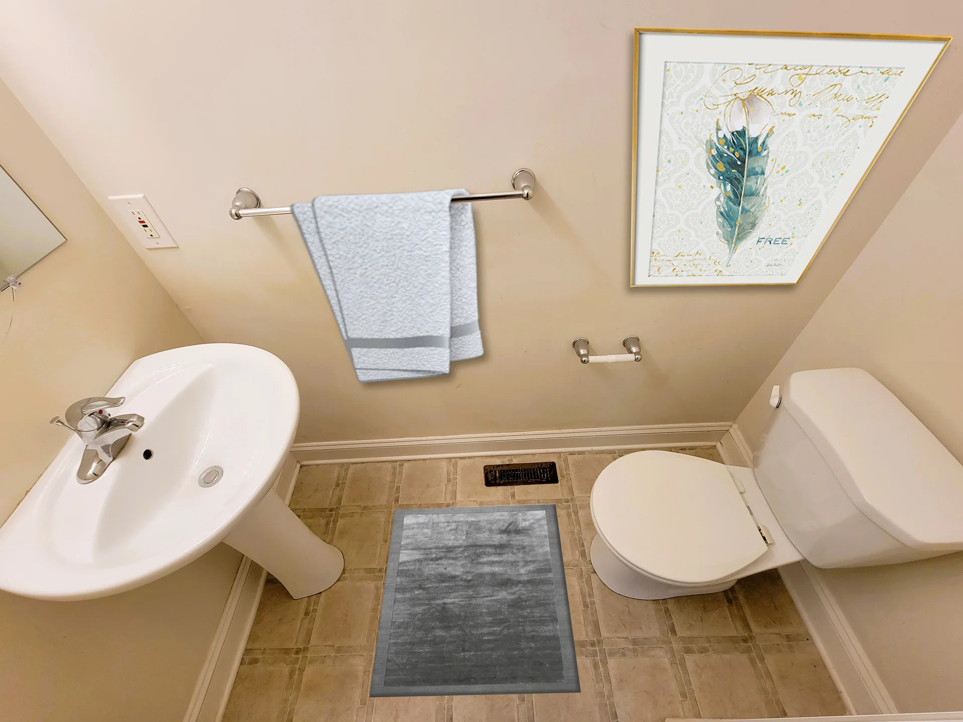 Half bathroom with pedestal sink