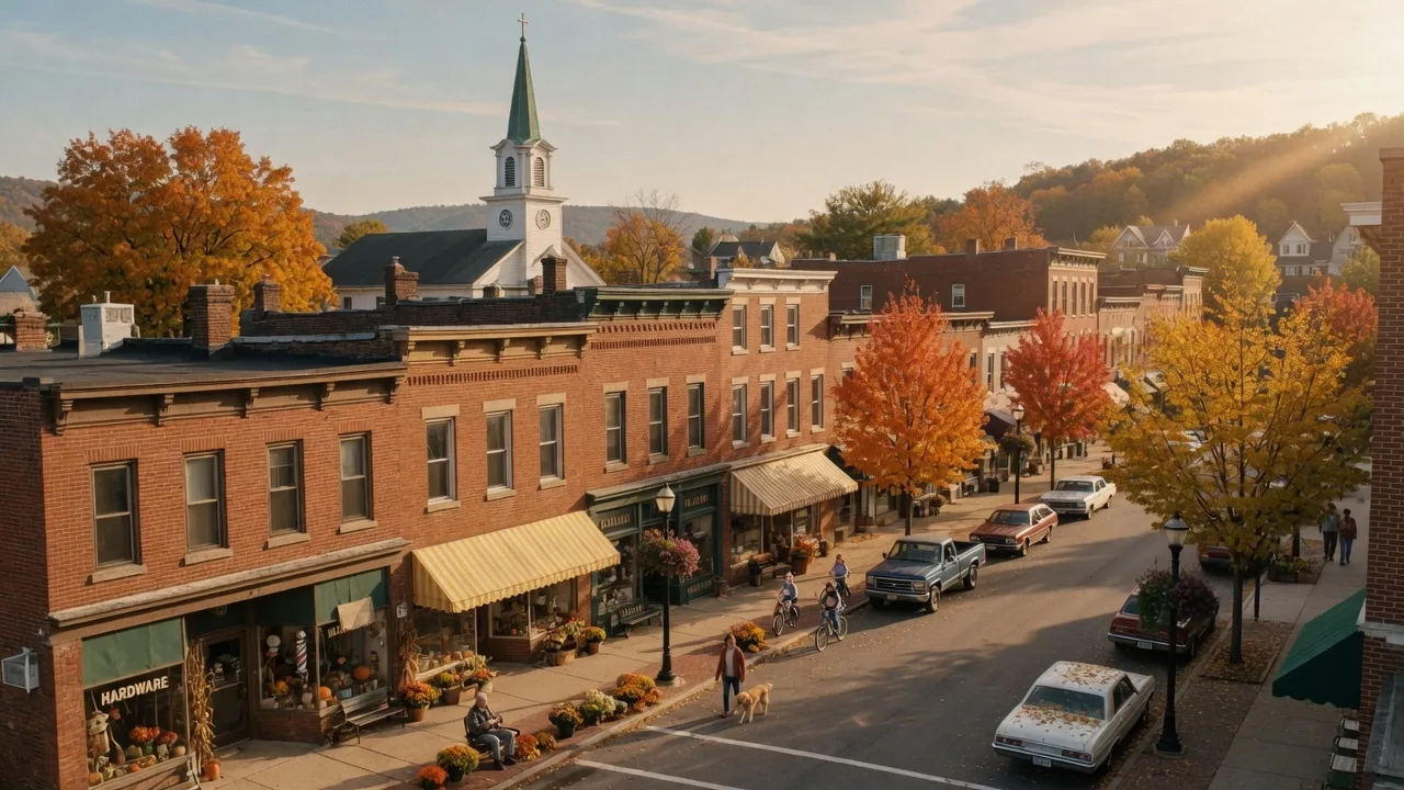 Small town main street in the Lehigh Valley