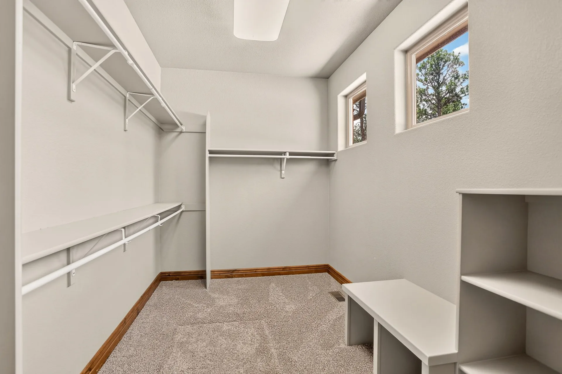 Walk-in closet with wire shelving