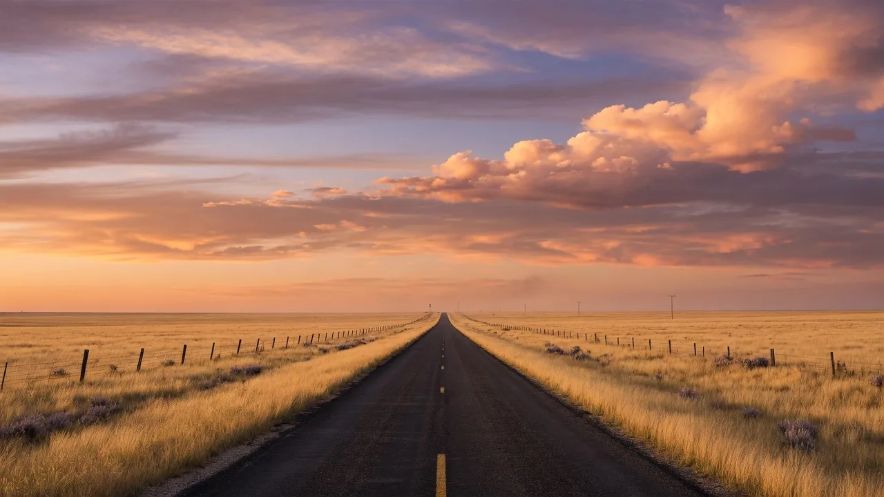 Open Texas road stretching to the horizon