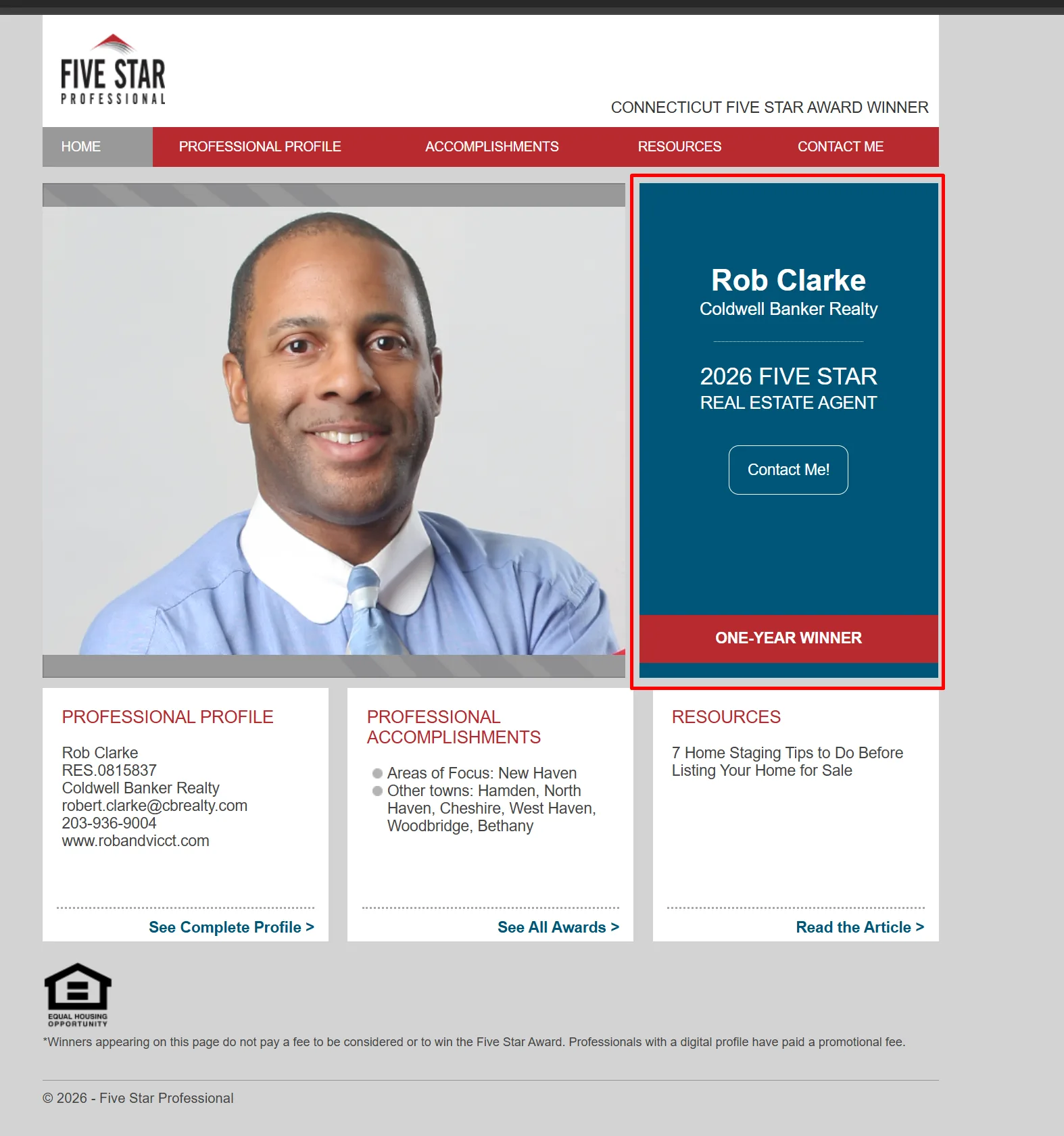 Robert Clarke — 2026 Five Star Real Estate Agent Award from Five Star Professional