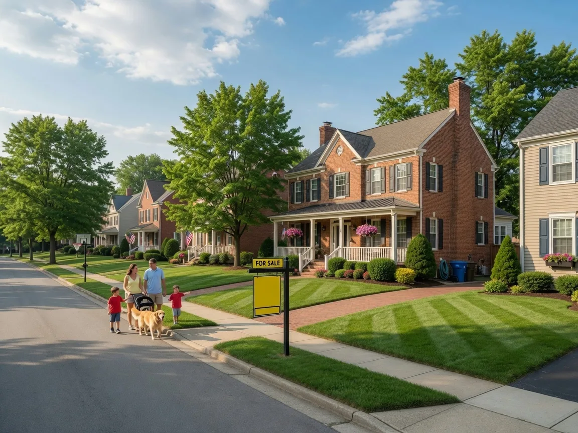 Suburban home in the Cincinnati area on a warm late summer day