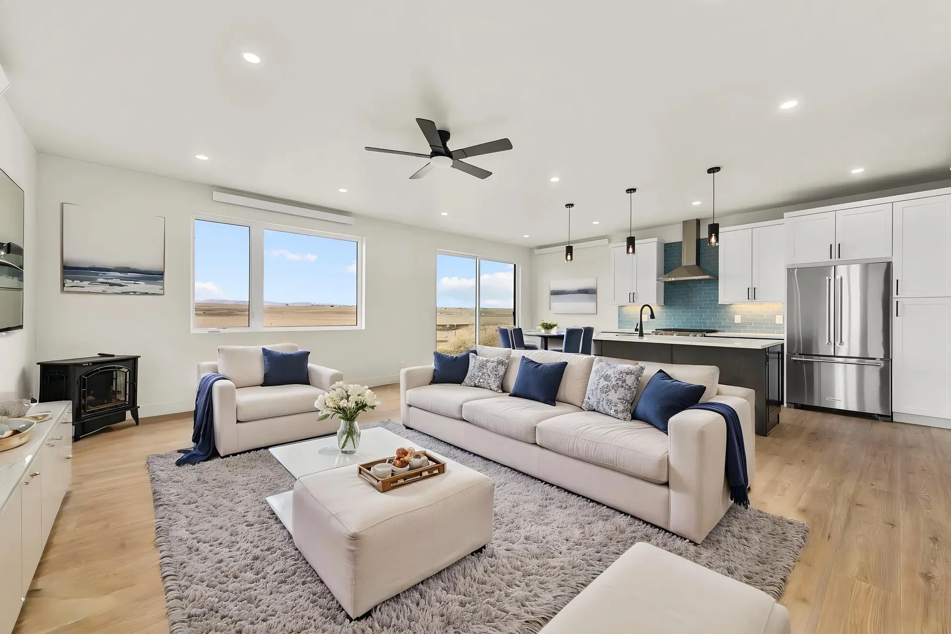 Open-concept main living area with natural light
