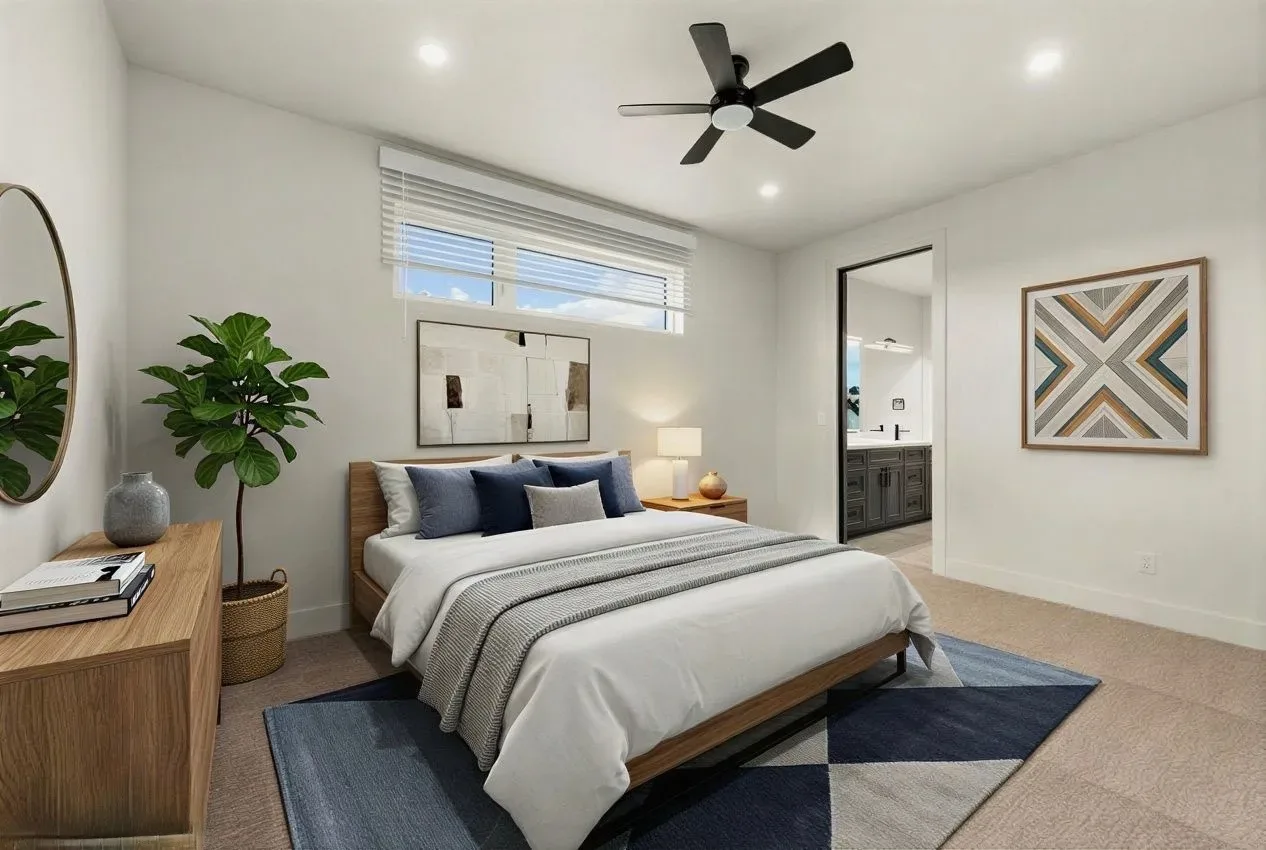 Master bedroom with staging