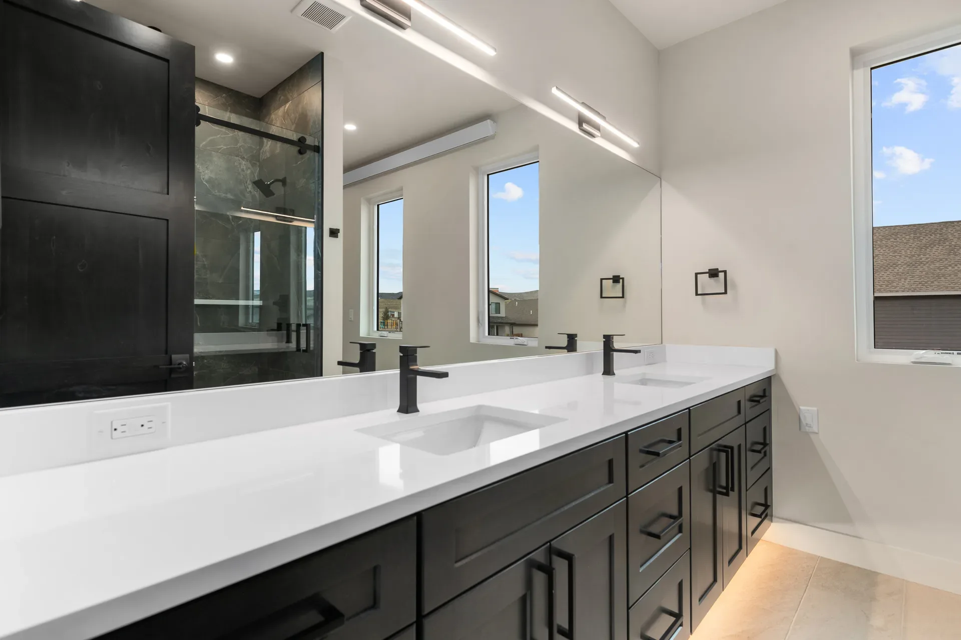 Modern bathroom with double vanity