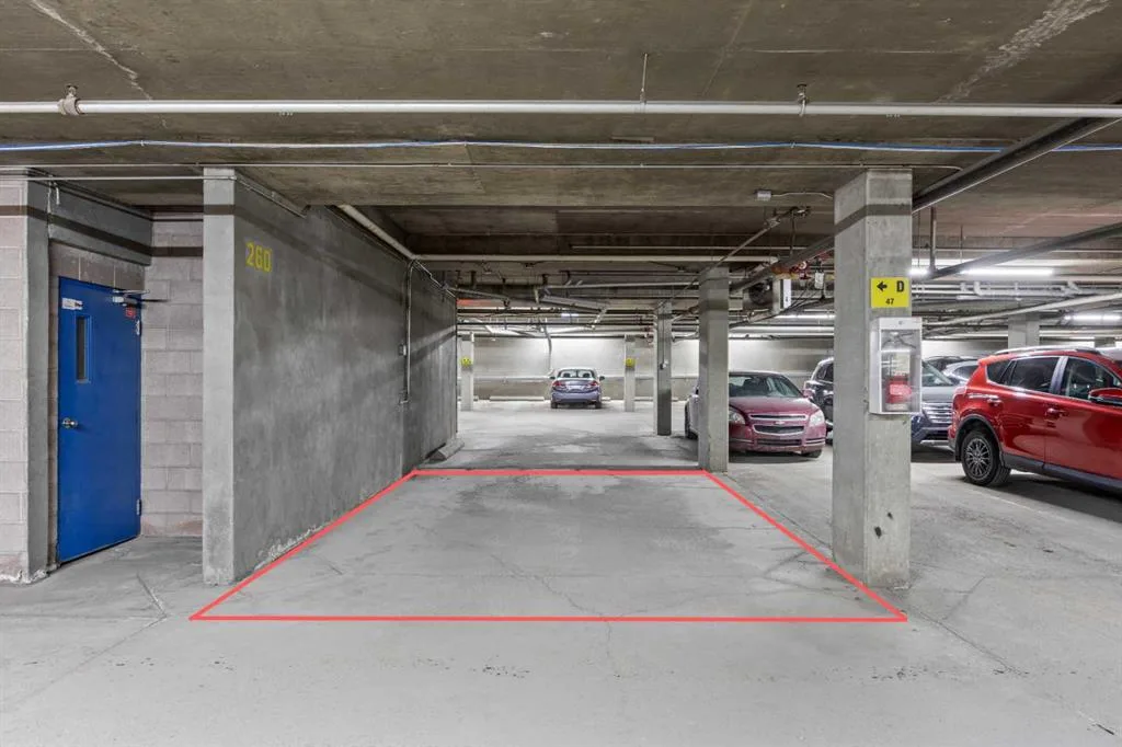 Oversized titled underground parking stall