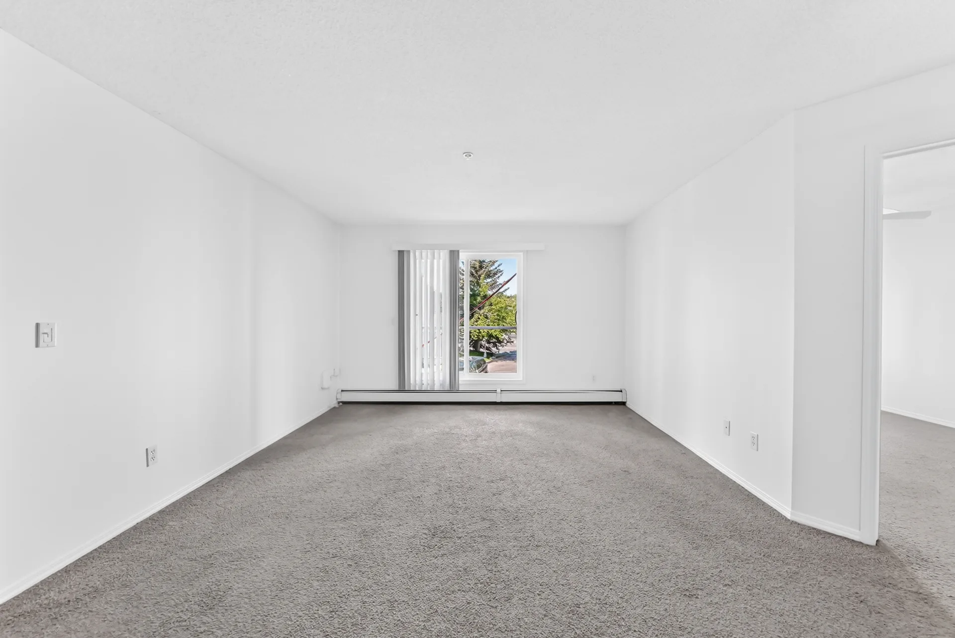 Living room with west-facing window