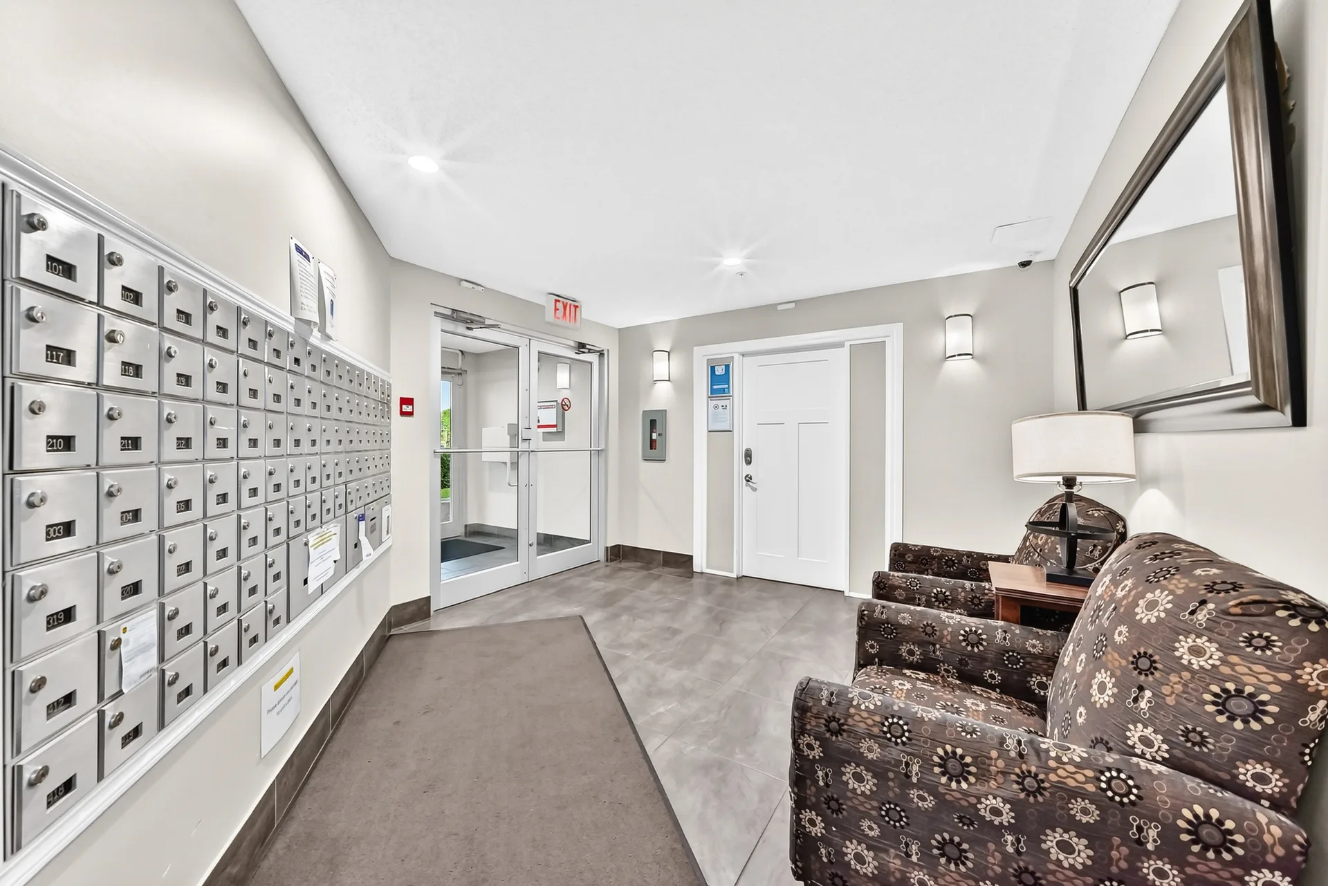 Building lobby and mailroom
