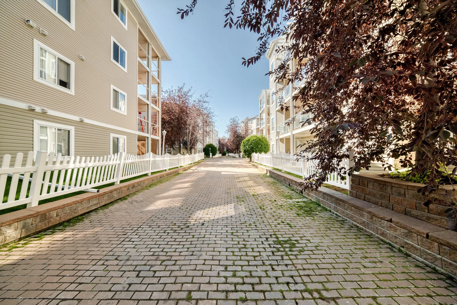 Condo complex walkway between buildings
