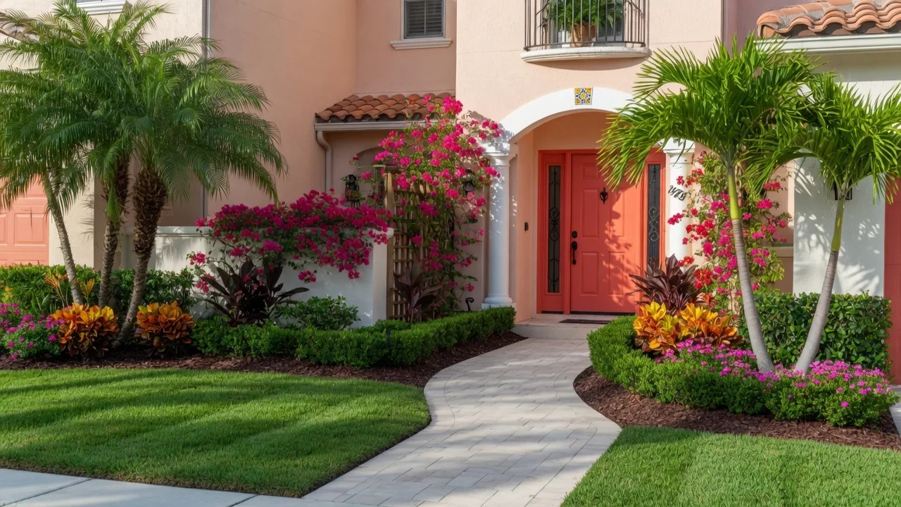 Beautifully landscaped Florida home with excellent curb appeal and a freshly painted front door